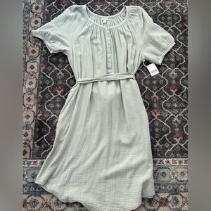a.n.a Sage Green Belted Dress